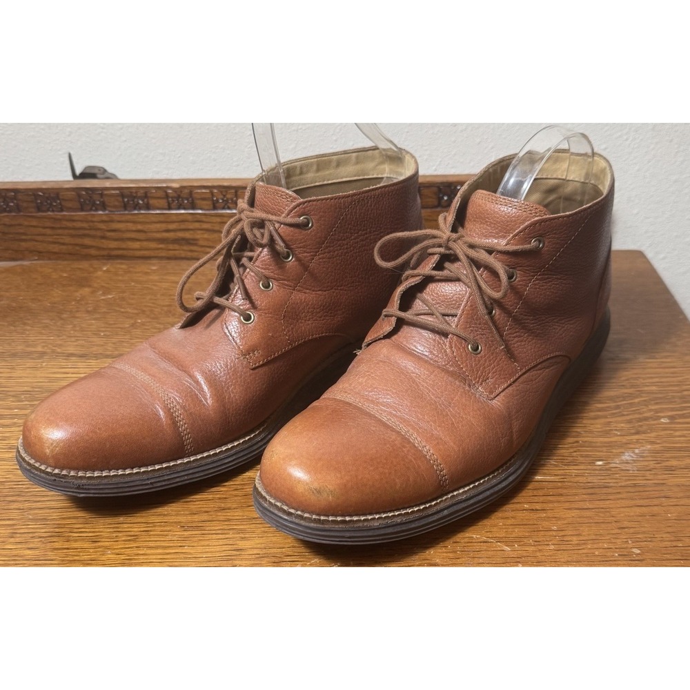 Cole Haan Grand OS Men's 11.5 M Brown Leather Cap Toe Chukka Boots